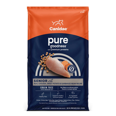 Canidae PURE Grain Free, Limited Ingredient Senior Dry Dog Food, Chicken, Sweet Potato and Garbanzo Bean, 24lbs - Poudre Pet and Feed Supply
